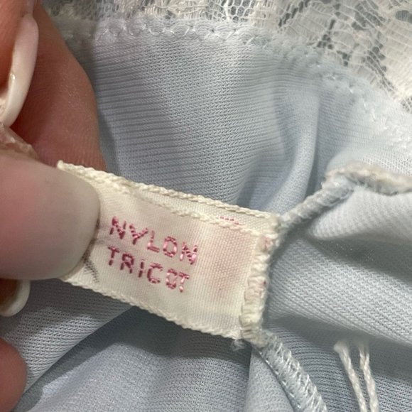 Yolande Womens Vintage 1940 Slip Dress Negligee Blue Lace Romantic Full Length L - Picture 11 of 12